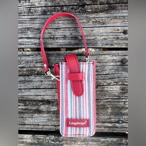 LONGABERGER MINI HOMESTEAD CANVAS DENIM RED WHITE & BLUE PHONE CASE BAG